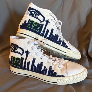 Seattle Seahawks High-Top Sneakers - White and Blue